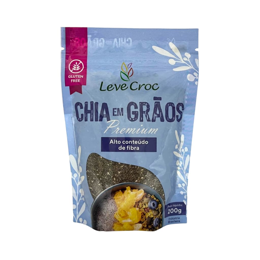 Chia em Grãos 200g Leve Croc Premium Sem Glúten 🌱