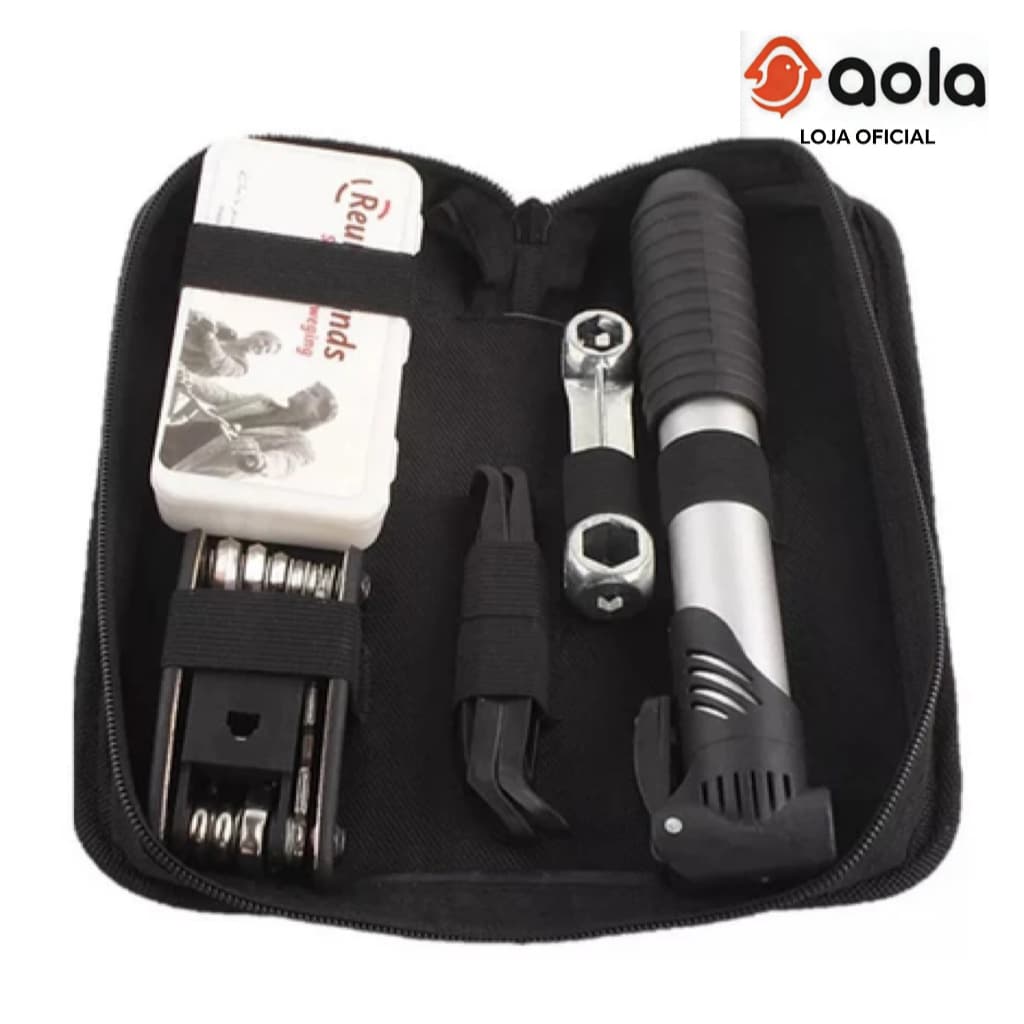 Ferramentas portátil para Bicicleta  Reparo de Pneu, Bomba de Ar e Bolsa de Quadro Kit Completo