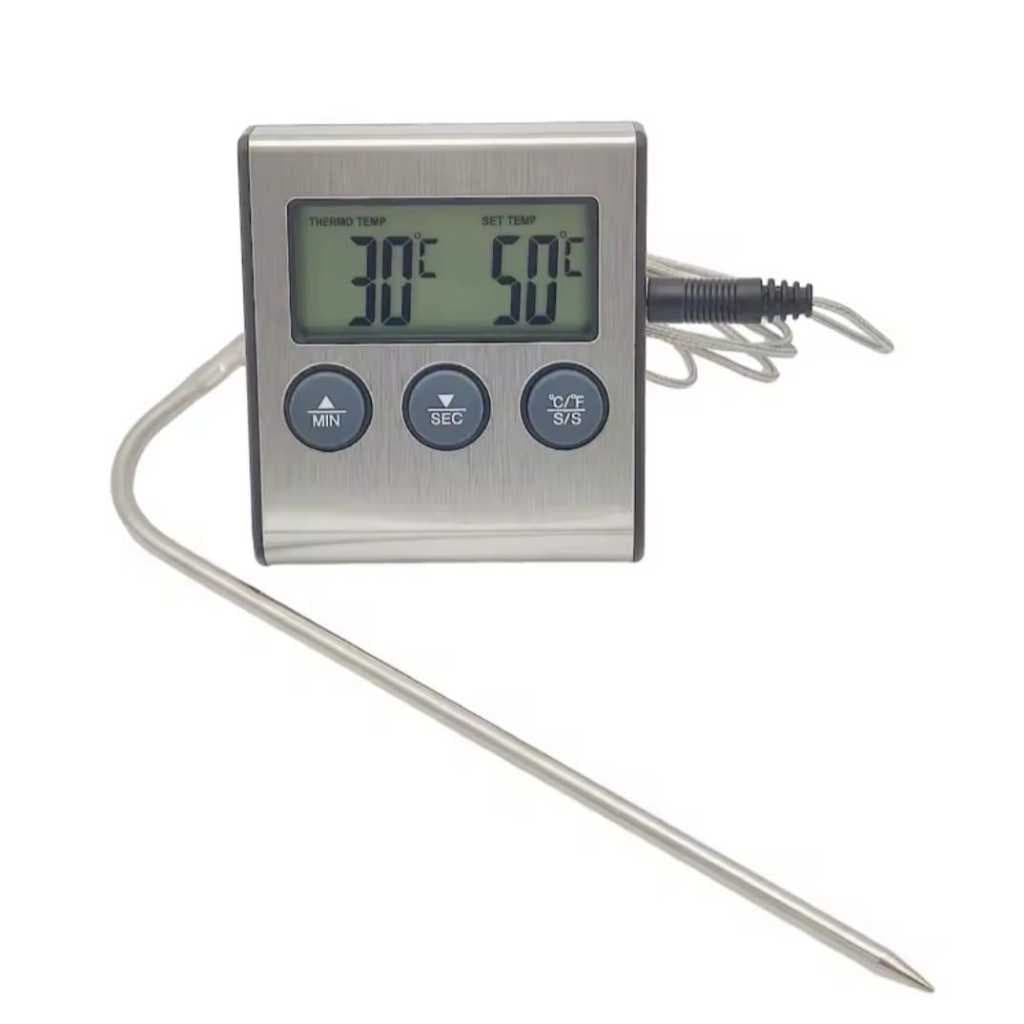 Termômetro digital para cozinha, temperatura de alimentos e carne para forno, churrasqueira, função temporizador