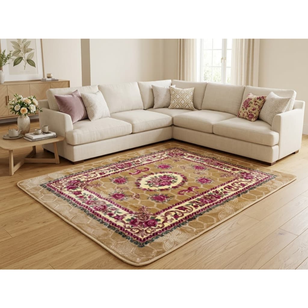 Tapete Sala Quarto Floral 1,45x1,95 Mt Antiderrapante Ins Flannel Grande Estampado