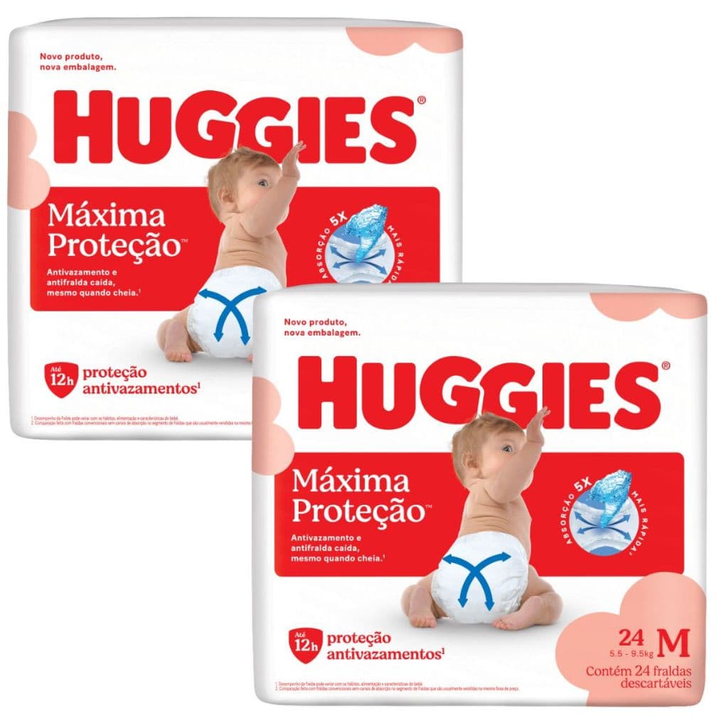 Fralda Huggies Máxima Proteção M - 54 Unidades
