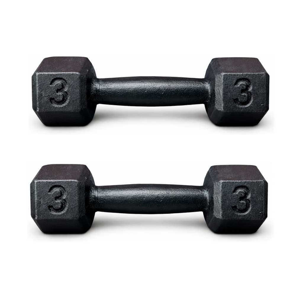 Kit Par Halter 3 Kg Sextavado Pintado - Peso De Academia