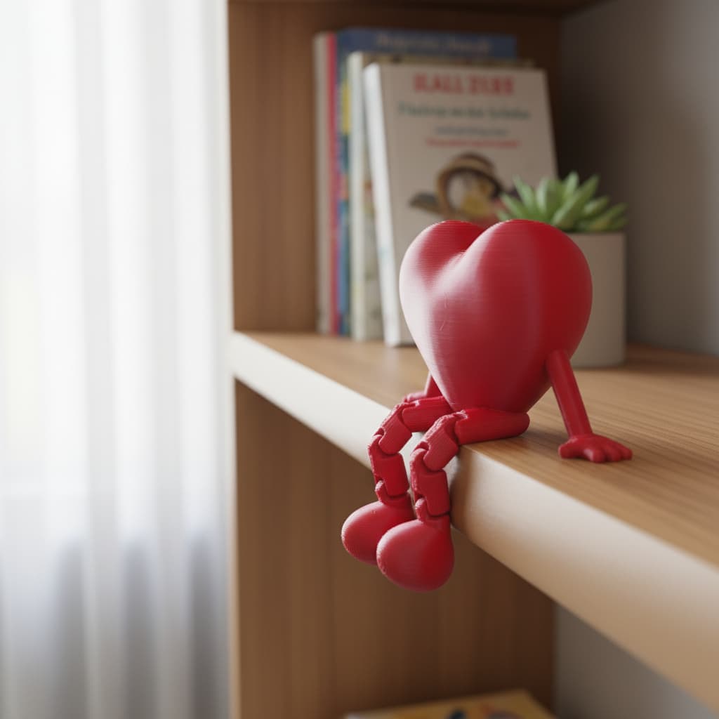 Boneco Coração Articulado 3D Ideal para Decoração Criativa de Prateleiras