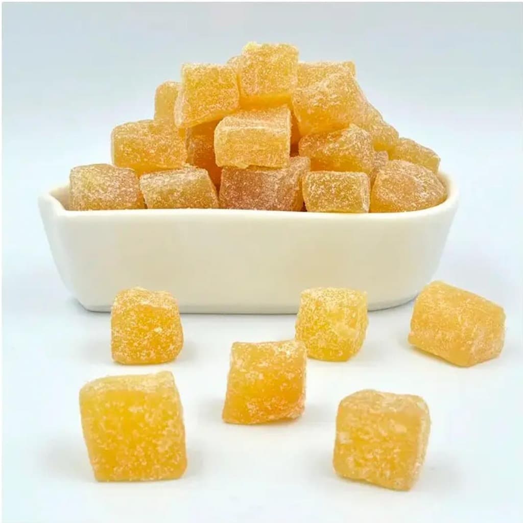Gengibre Cristalizado em Cubos Natural Doce Picante Sem Conservantes Snack Saudável Premium