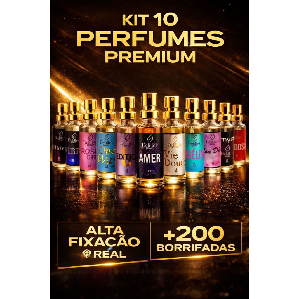 KIT 10 PERFUMES PREMIUM 15ML DELILLE'S BRASIL MASCULINOS E FEMININOS ALTA FIXAÇÃO +200 BORRIFADAS IMPORTADOS ORIGINA