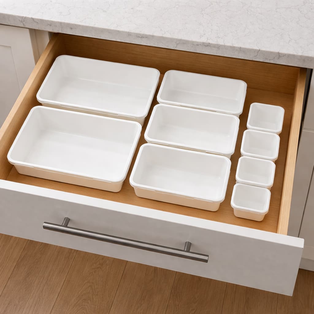 Kit Organizador de Gavetas Modular Empilhável Multiuso para Cozinha e Escritório