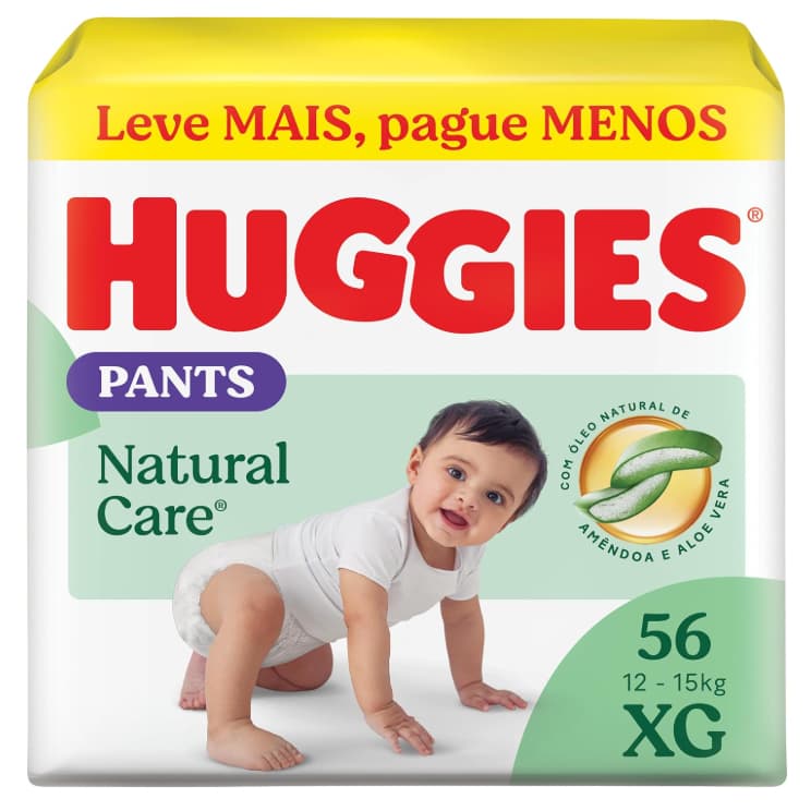Fralda Huggies Pants Premium Care XG 56 Unidades Ajuste Flexível e Proteção 12h