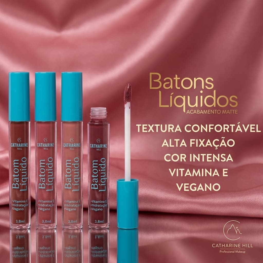 Batom Líquido Matte – Catharine Hill, Alta Pigmentação, Vegano e Longa Duração