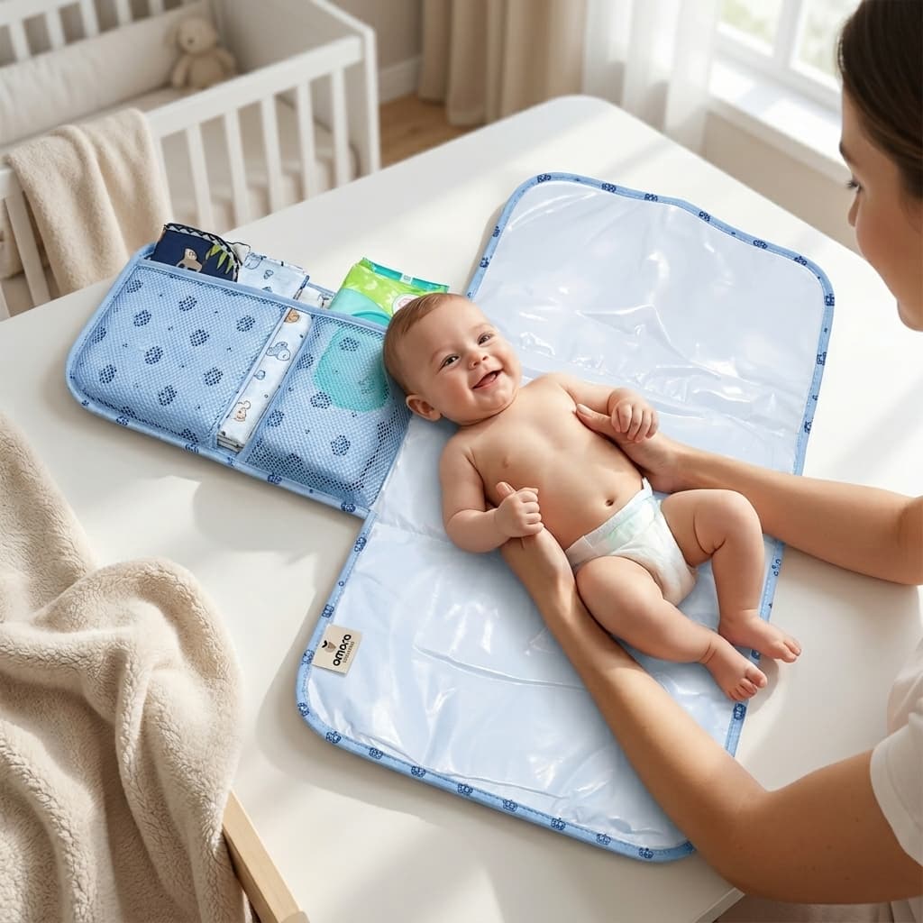 Trocador Portátil Bebê Impermeável Dobrável Com Bolso Enxoval Completo