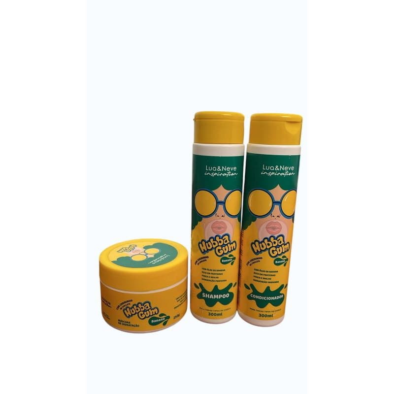 Kit Capilar Hubba Gum Banana – Shampoo + Condicionador + Máscara Hidratante