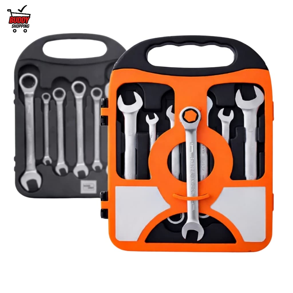 Jogo De Chaves Combinadas Com Catraca 7 Peças Aço Profissional 8mm A 19mm Kit Completo Manutenção LUATEK LWJ-2224