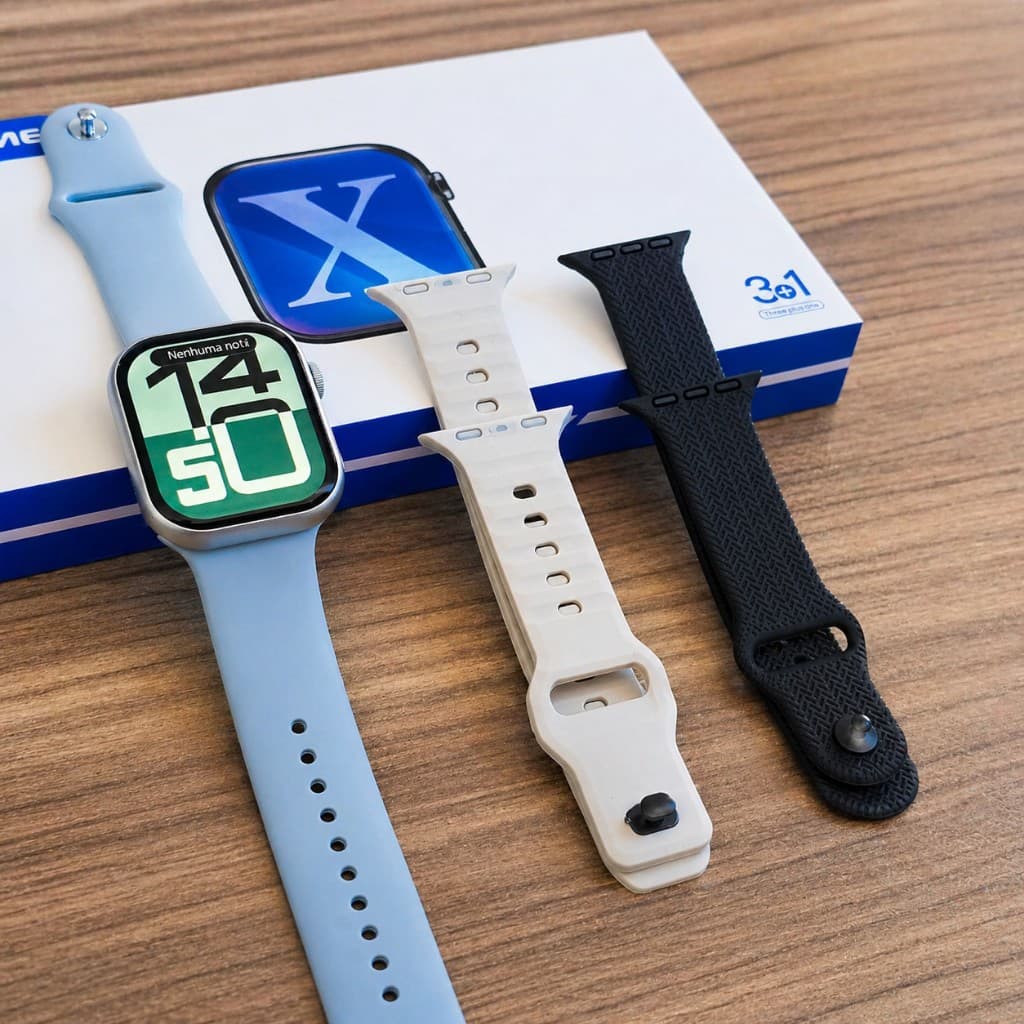 Relógio Smartwatch WS-X10 + KIT 3 PULSEIRAS Série 10 - Unissex Relógio Digital Inteligente Moderno