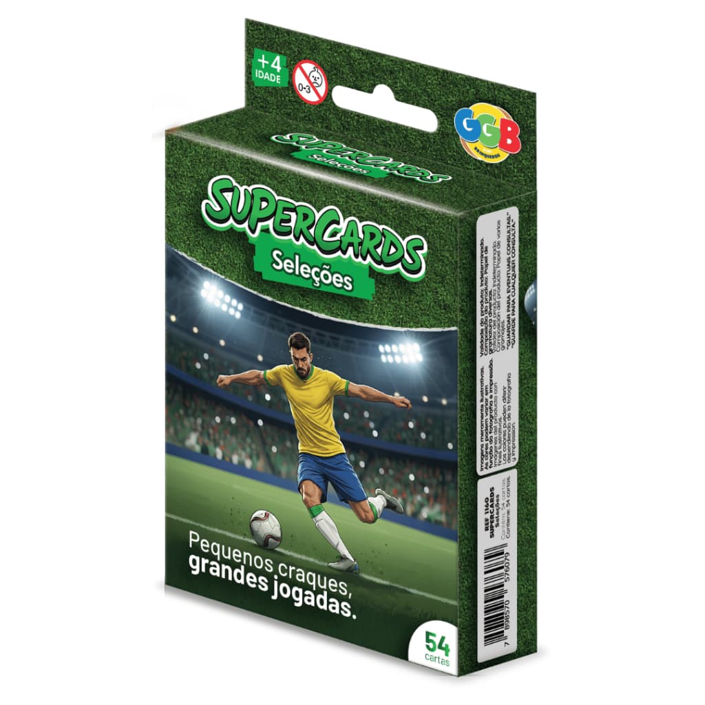 JOGO SUPER CARDS SELEÇÕES 54 CARTAS FUTEBOL COPA ÁLBUM FIGURINHA INFANTIL DIVERSÃO FAMÍLIA