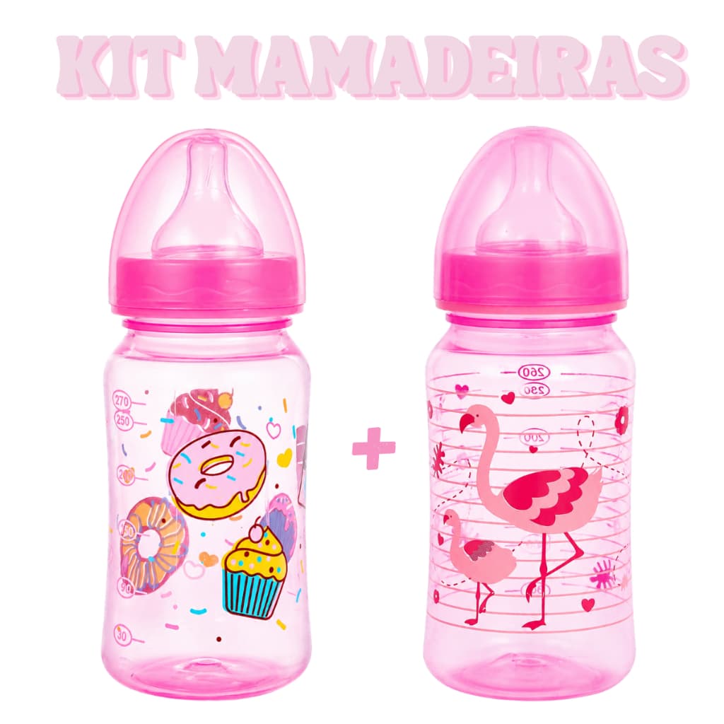 Kit 2 Mamadeiras 270ml Para Bebê Bico Super