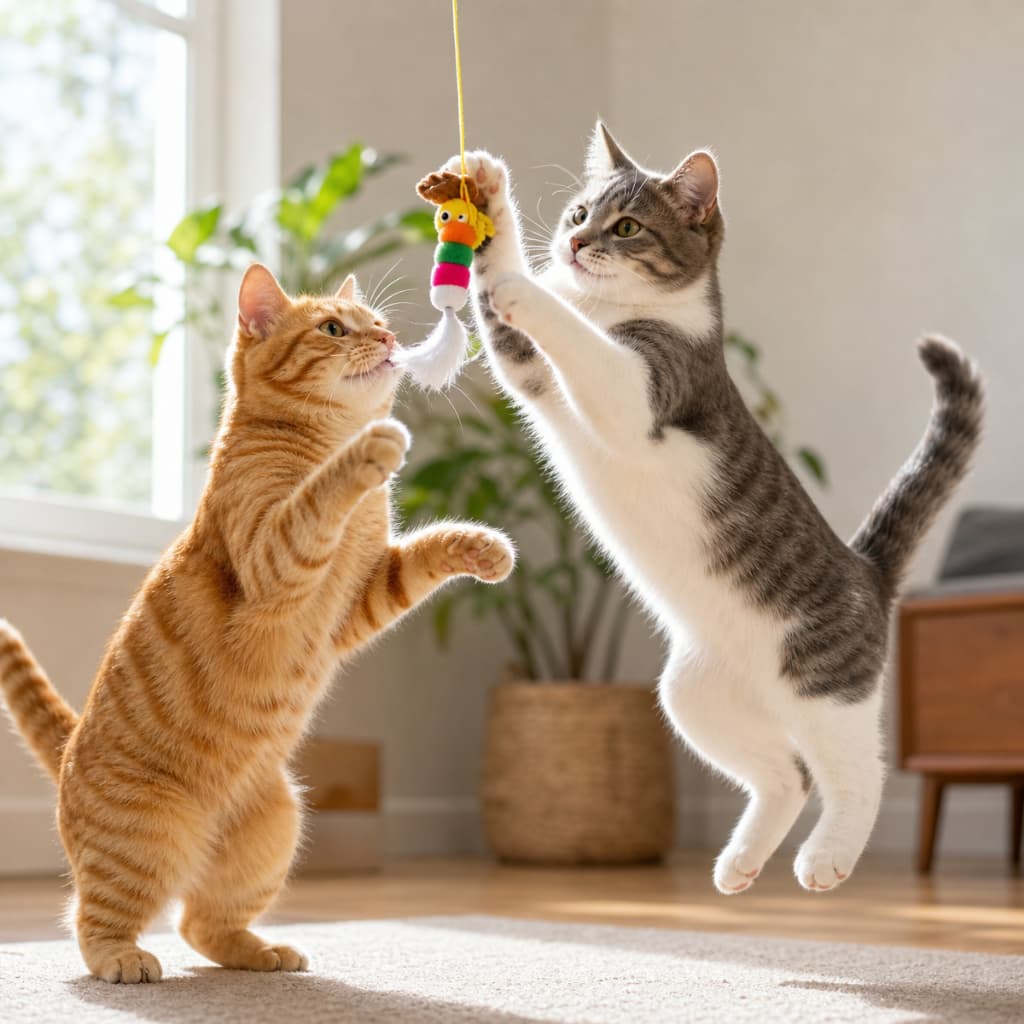 Brinquedo Interativo para Gato Suspenso Porta Centopeia com Penas Sino e Elástico