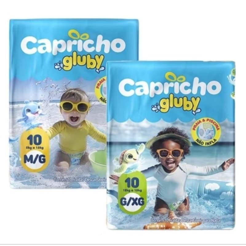 Fralda Descartável Capricho para Mar e Piscina – Tamanhos M/G ou G/XG