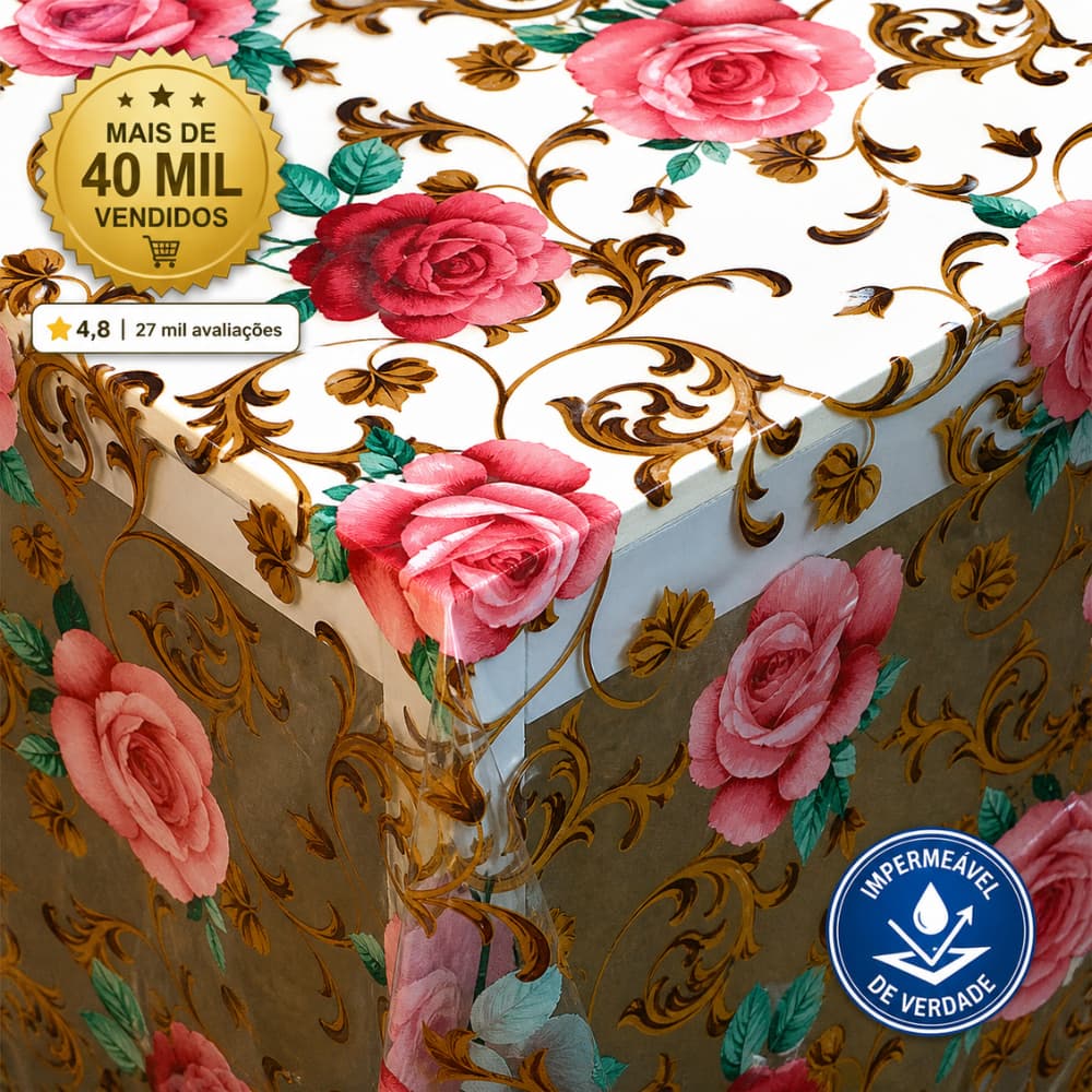 Toalha De Mesa Cristal 4 e 6 Lugares - Plástico impermeável