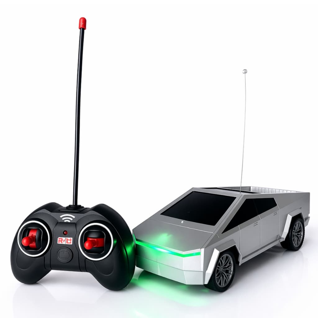 Carrinho Controle Remoto Tesla Cybertruck Recarregável Som Cor Cinza