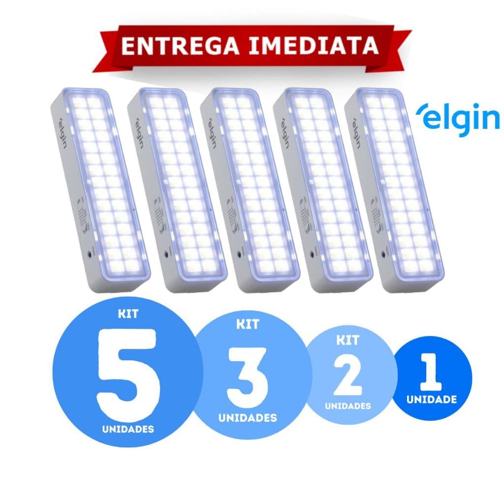 Luminária de Emergência Elgin Led Lampada Recarregável Bivolt