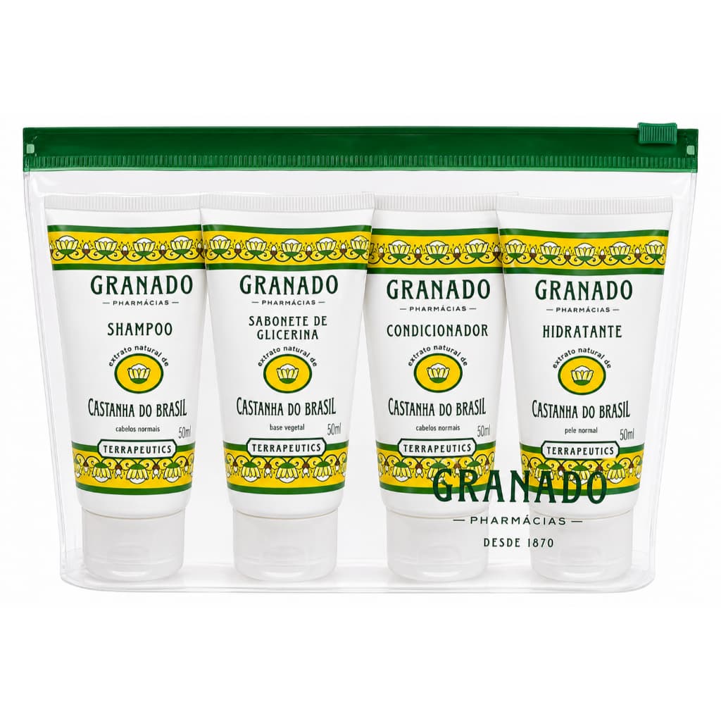 Kit Viagem Miniaturas Terrapeutics Castanha ( 4 Itens ) - Granado Shampoo Condicionador Sabonete Hidratante
