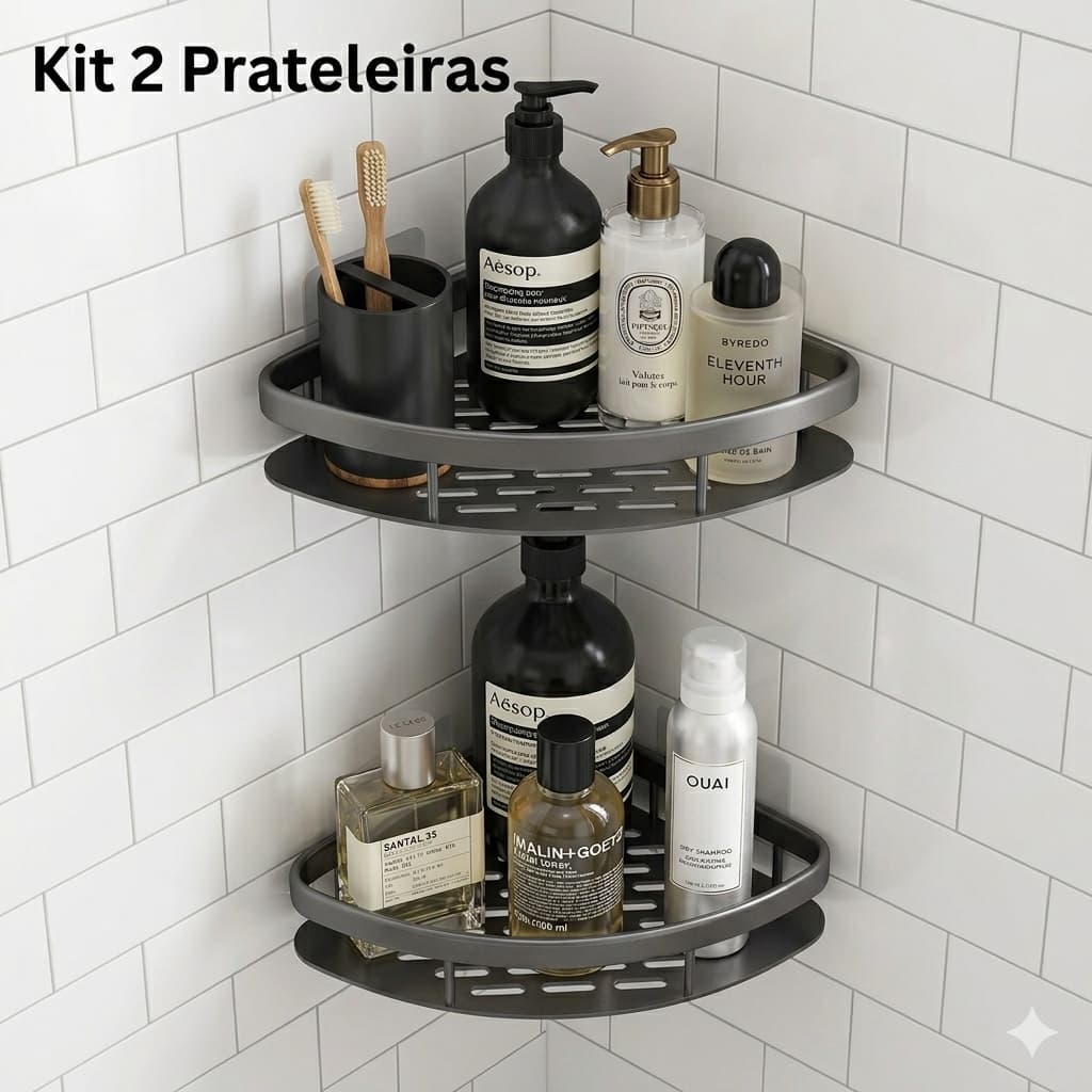 Suporte de Shampoo Prateleira  Organizador Com Alto Adesivos Para Parede Banheiro Cozinha Lavanderia De Metal