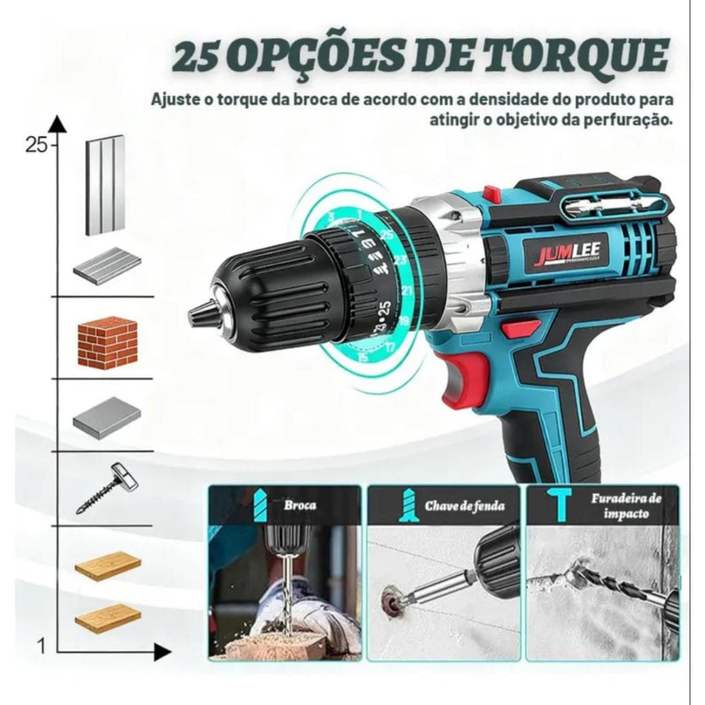 Parafusadeira/Furadeira 36V/Furadeira De Lítio Doméstica Sem Fio