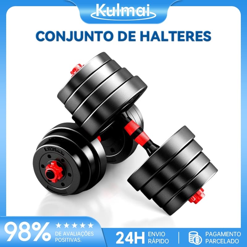 Kit Dumbbell Halter 10kg Ajustável Academia Musculação Para Braço Costa Peitoral Treino exercicio