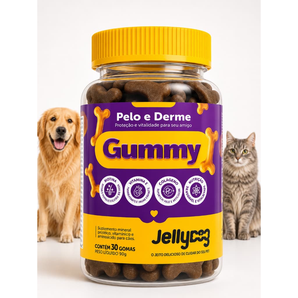 Gummy Dermatológico Reduz Coceira Lambeduras Queda de Pelo 30u