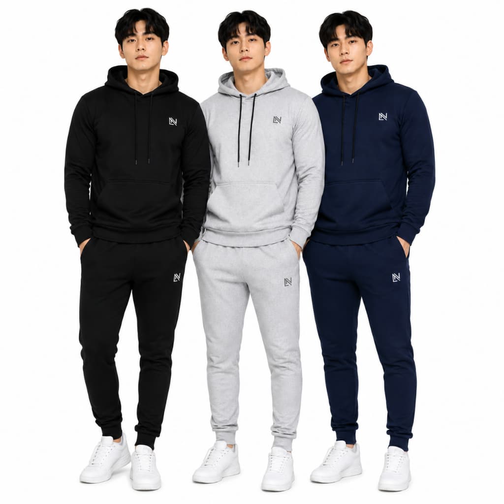 Kit 2  ou 1 Conjuntos de Moletom Masculino com Capuz Canguru Grosso Capuz