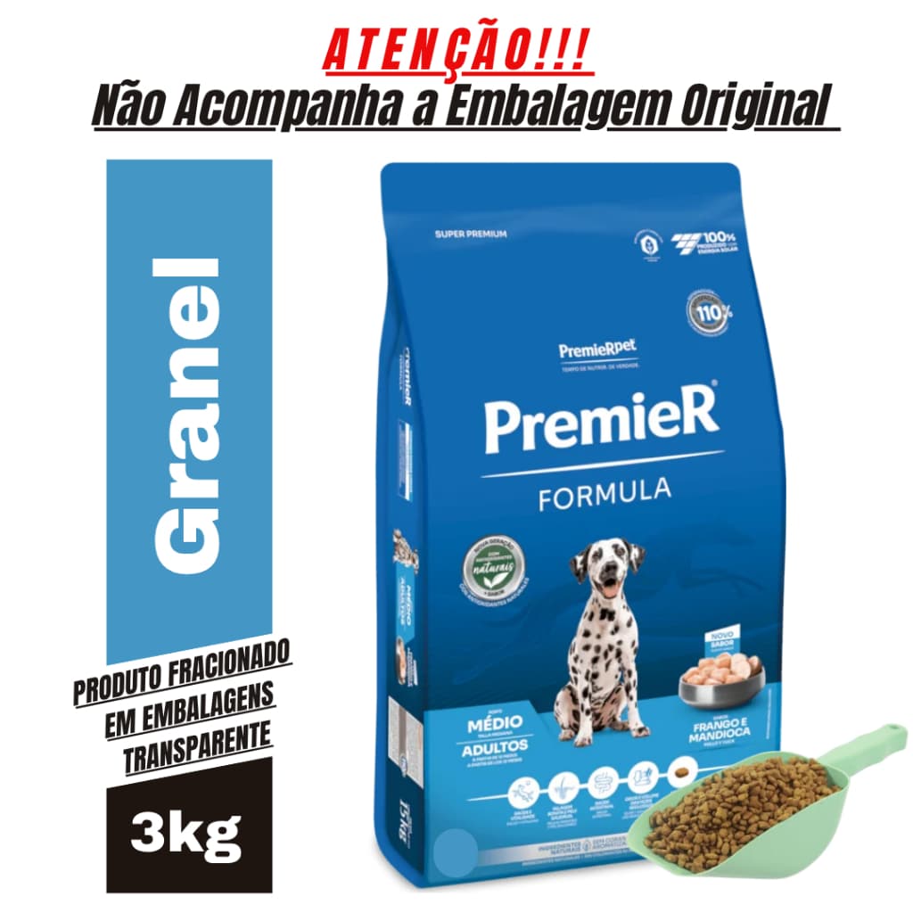 Ração Para Cachorro Premier Pet Adulto Porte Médio 3kg - Ração Cachorro Super Premium