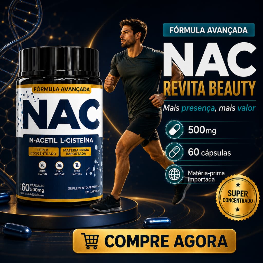 NAC Antioxidante Fígado N-Acetil L-Cisteína 500mg - 60 Cápsulas Original