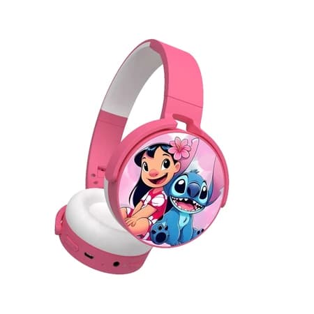 Fone Bluetooth Infantil Disney Frozen Stitch Mickey Princesas Sem Fio Dobrável TF Card