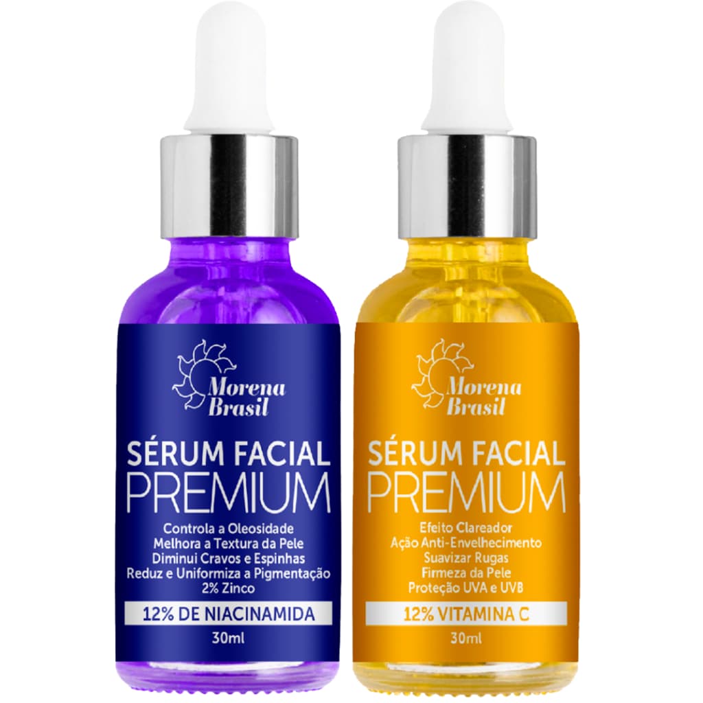 Kit Sérum Facial Morena Brasil - Niacinamida + Vitamina C | Anti-Envelhecimento + Efeito Clareador!!