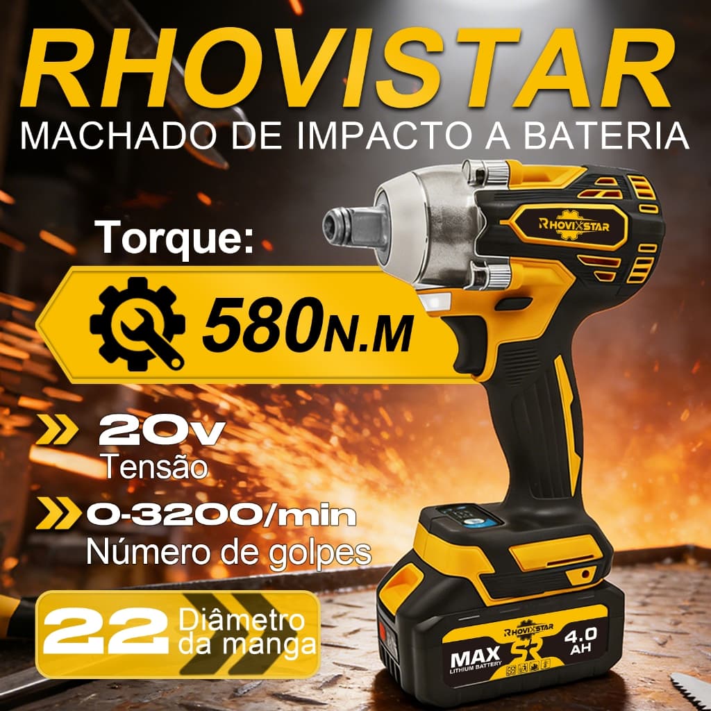 Chave de Impacto Elétrica Sem Fio 20V Parafusadeira Furadeira e Electric Wrench com 580NM,4AH Baterias, Motor Brushless