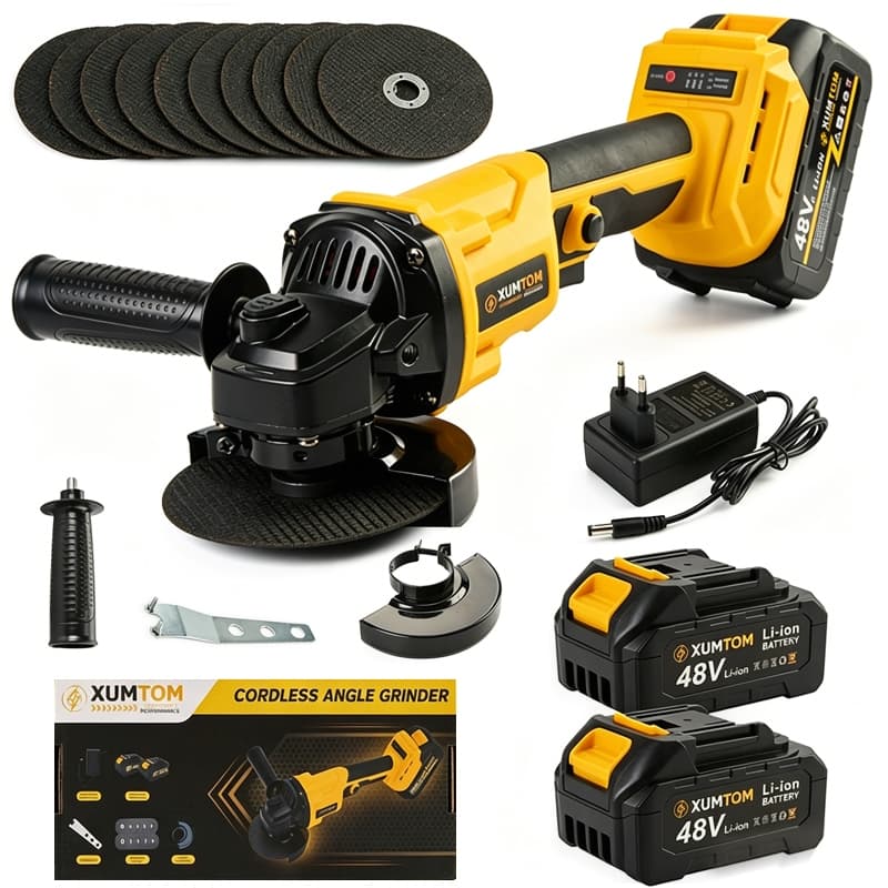 Esmerilhadeira Lixadeira Angular Brushless Portátil 110/220V 2 Baterias de 48V 10 Láminas De Serra
