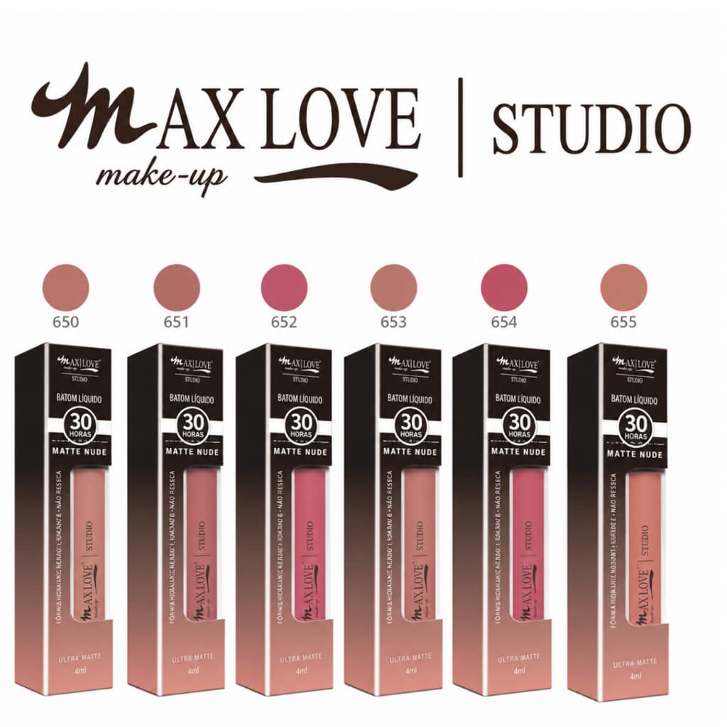 Batom Líquido Matte Nude 30 Horas Cor 650 ao 655 - Max Love