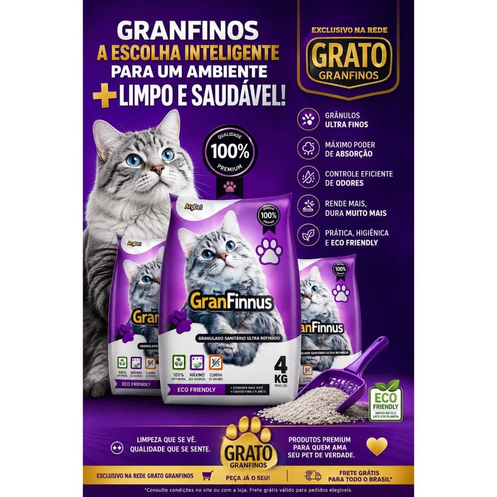 Areia Sanitária Extra Fina para Gatos - MimoCat GranFinnus – Antiodor, Alta Absorção - 20kg