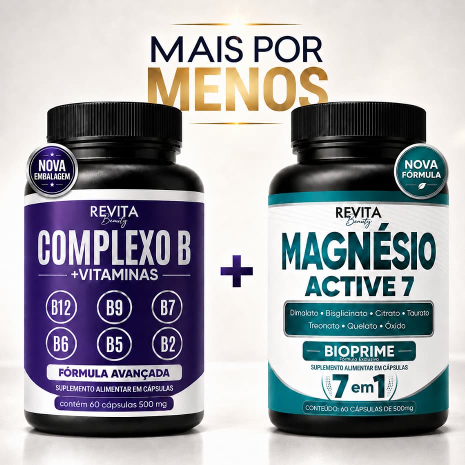 KIT VITAMINAS + COMPLEXO B + MAGNÉSIO ACTIVE 7 ENERGIA, DISPOSIÇÃO, FORÇA MUSCULAR - 120 CAPSULAS