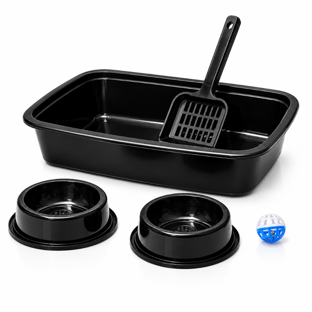 Bandeja Sanitária Caixa Areia Gatos Pet Kit 2 Comedouro E Pá