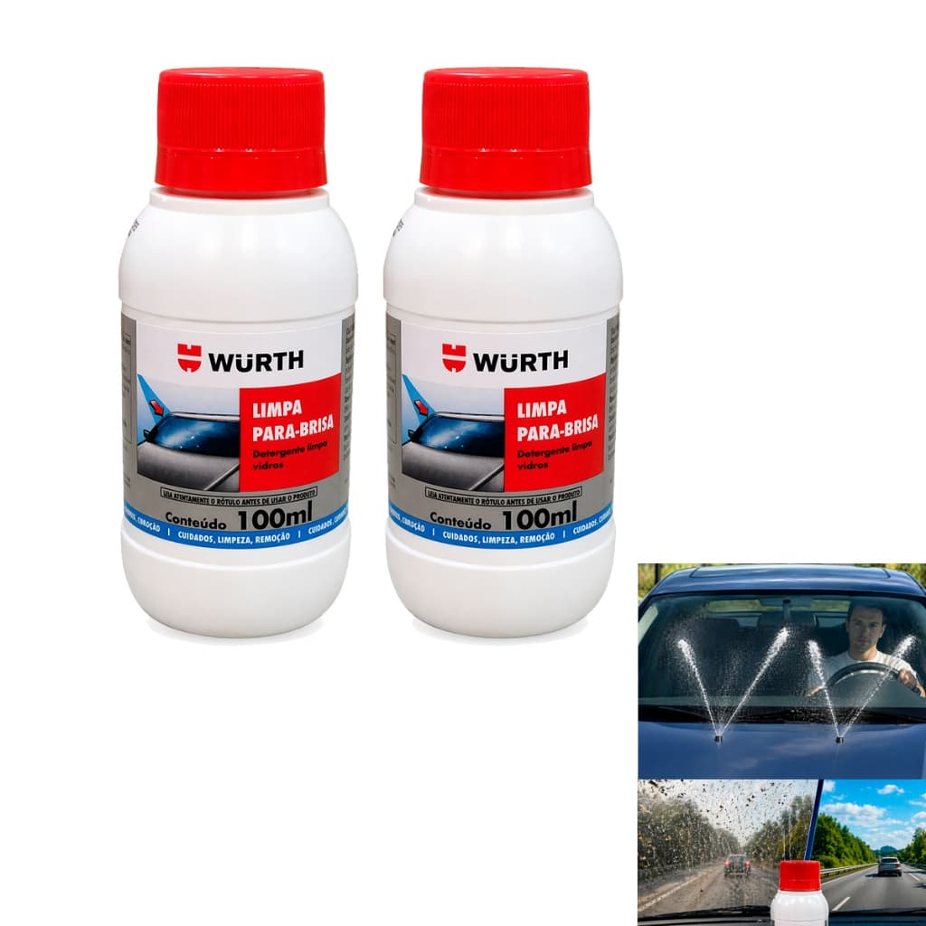 Kit 2 Limpa Para-brisa Wurth 100ml Limpeza Vidros CARROS Concentrado MELHORA VISIBILIDADE MELHOR DESLIZAMENTO PALETAS