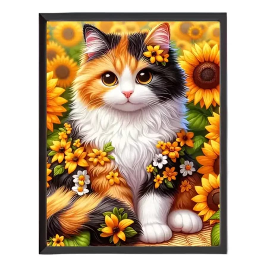 Pintura Diamante  KIT COMPLETO 5d Gato TRICOLOR 20X30