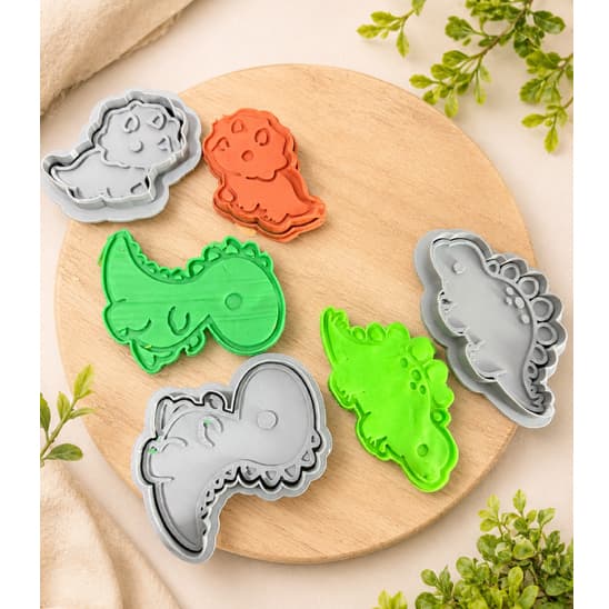 Kit com 3 cortadores / Carimbo / molde de Dinossauro para massinha de modelar, biscoitos, pasta ameriana