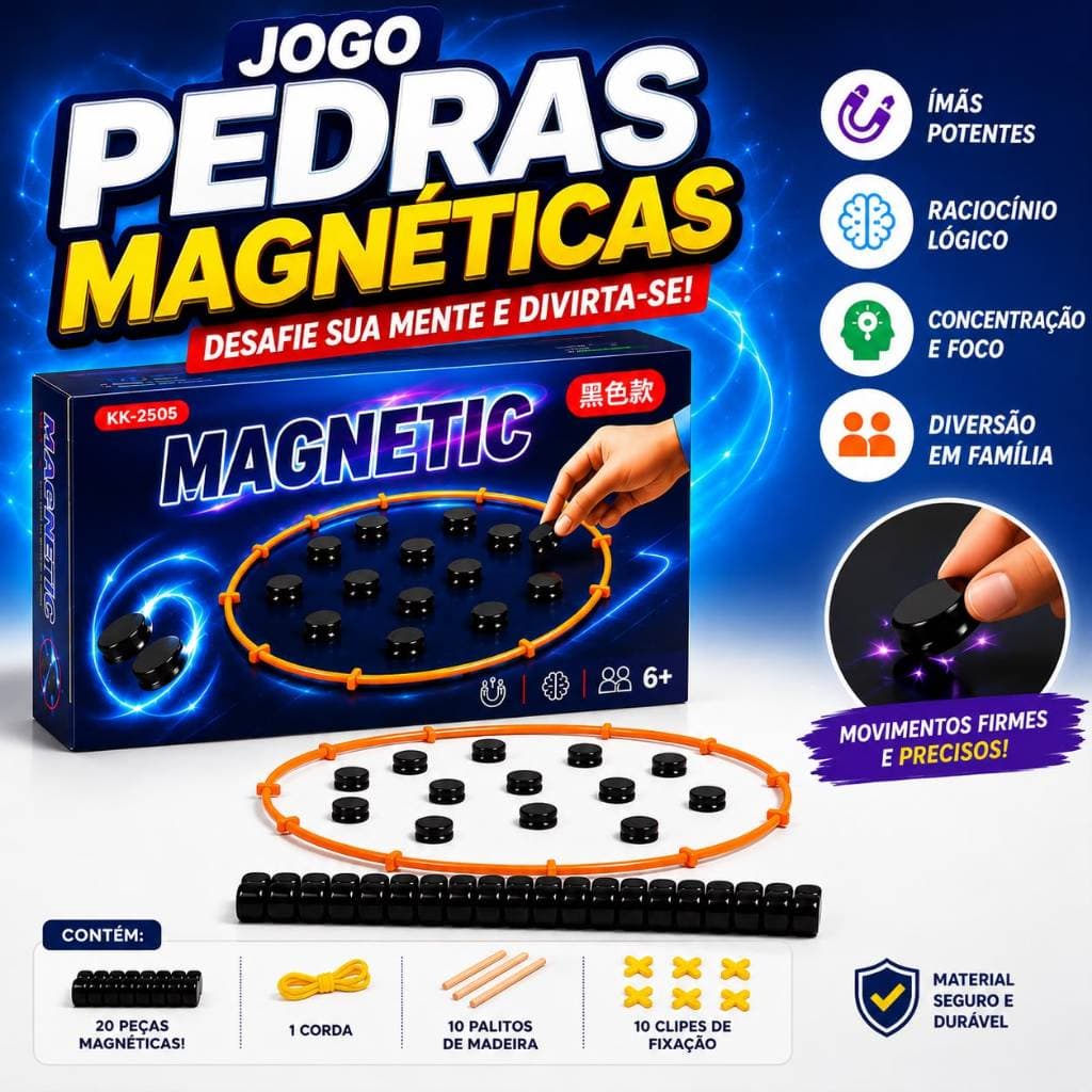 Brinquedo Educativo Pedras Magnéticas Jogo Inteligente 20 Peças Diversão em Família