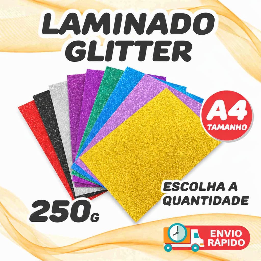 Papel Laminado Glitter 250g Metálico 10 a 50 folhas Topo de Bolo e Personalizados