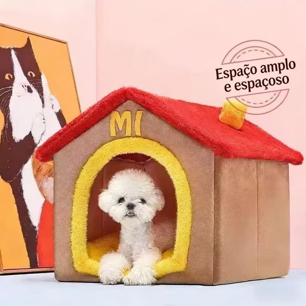 Casa Casinha Toca Pet Cama Confortável para Cães e Gatos Pequenos - Quente e Acolhedora