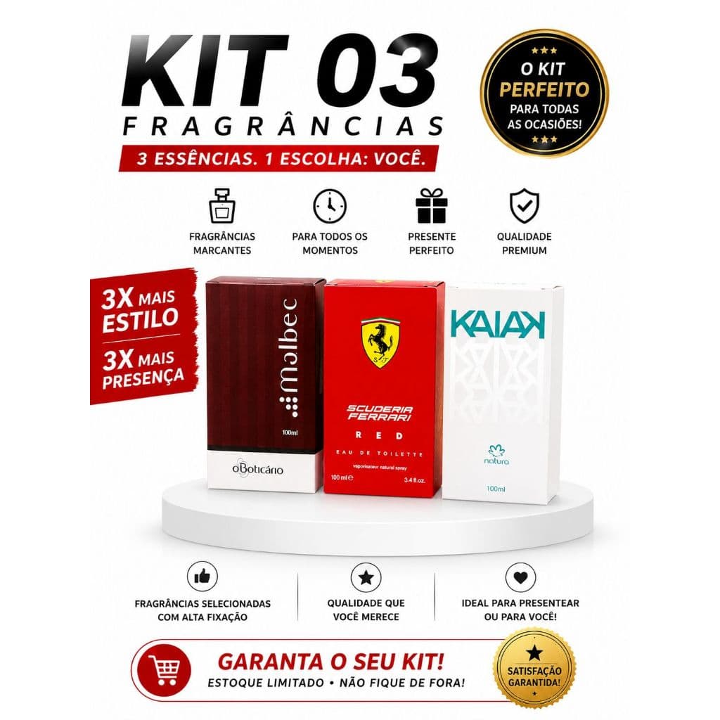 Kit 03 perfumes masculino 100ml importado
