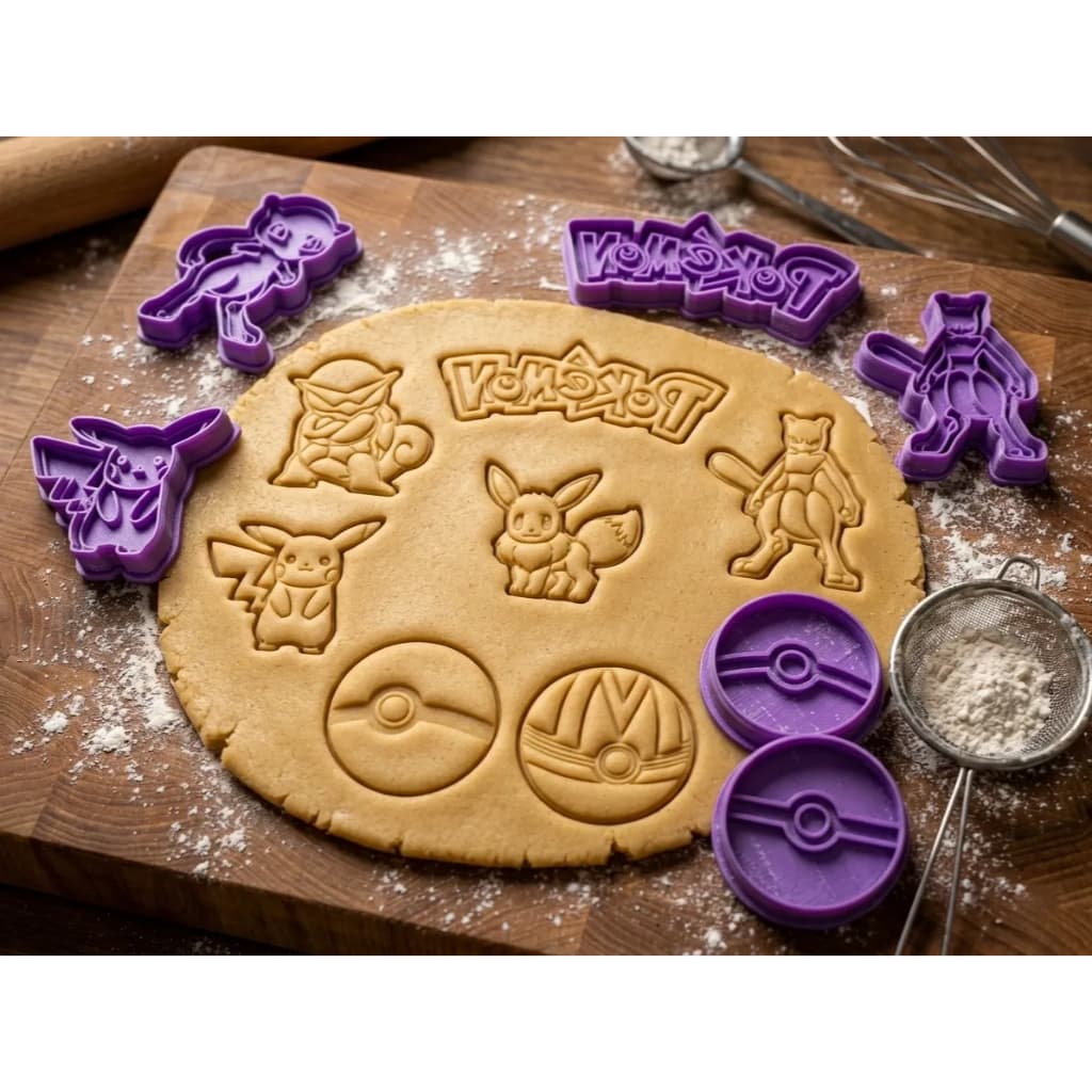 Kit Cortadores Pokémon | Biscoitos | Cookies | Pasta Americana | Massinha de Modelar – 8 Unidades