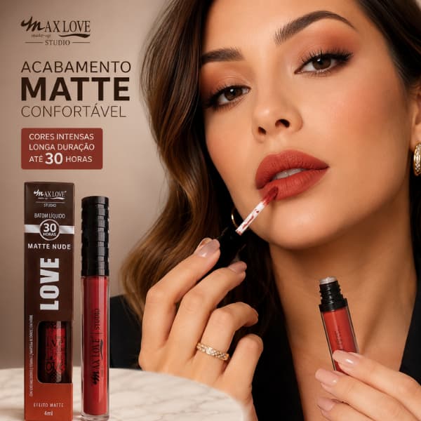 Batom Líquido Matte 30H Max Love Nude 662 ao 667 Escolha Sua Cor