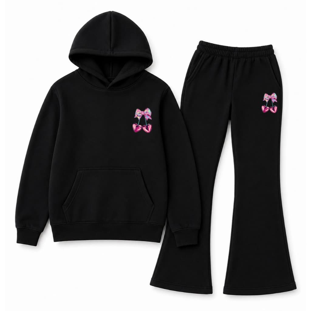 Conjunto Infantil Moletom Lacinhos Cereja Estiloso