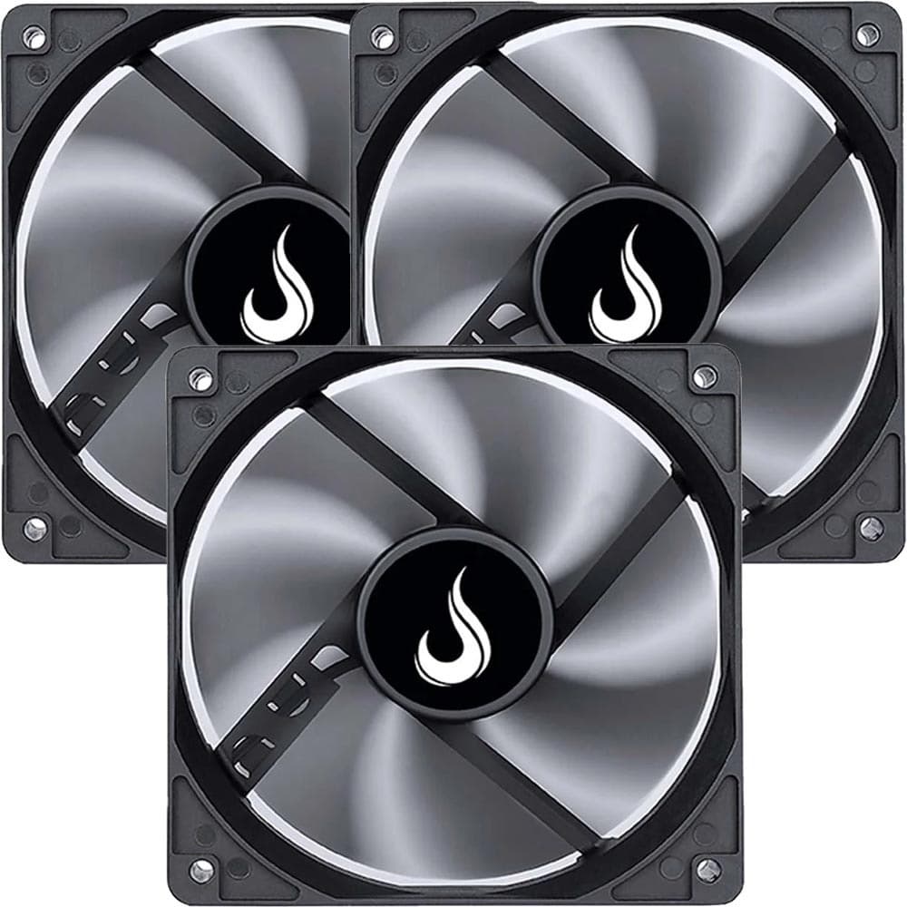 Kit com 3 Cooler Fan Ventoinha 120mm 12cm Black Gamer Qualidade Rise Mode